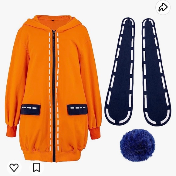 EUC C-Zofek Runa Yomuzuki Anime Cosplay Orange Hoodie Bunny Ears Tail size M - Picture 4 of 7